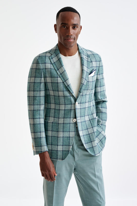 Sage Green Wool & Linen Kenton Jacket Amalfi Trend - View One