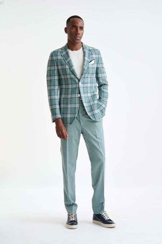 Sage Green Wool & Linen Kenton Jacket Amalfi Trend - View Two