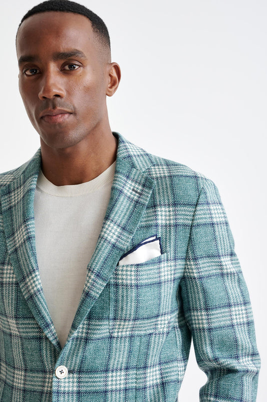 Sage Green Wool & Linen Kenton Jacket Amalfi Trend - View Three