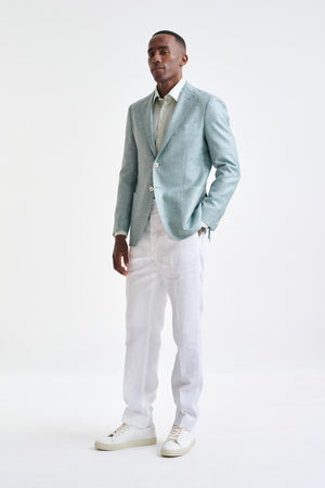 Sage Green Silk & Linen Kenton Jacket Amalfi Trend - View Two