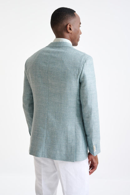 Sage Green Silk & Linen Kenton Jacket Amalfi Trend - View Six