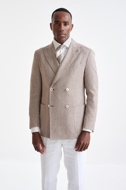 Light Brown Wool & Linen Kenton Jacket Amalfi Trend - View One
