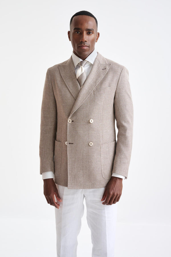 Hellbraune Kenton-Jacke aus Wolle und Leinen Amalfi Trend