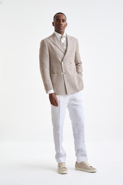 Light Brown Wool & Linen Kenton Jacket Amalfi Trend - View Two
