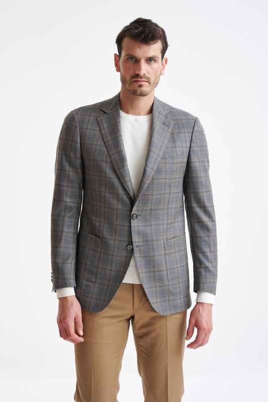 Kariertes graues Super 130's Wool Soho Jacket-Mosaik