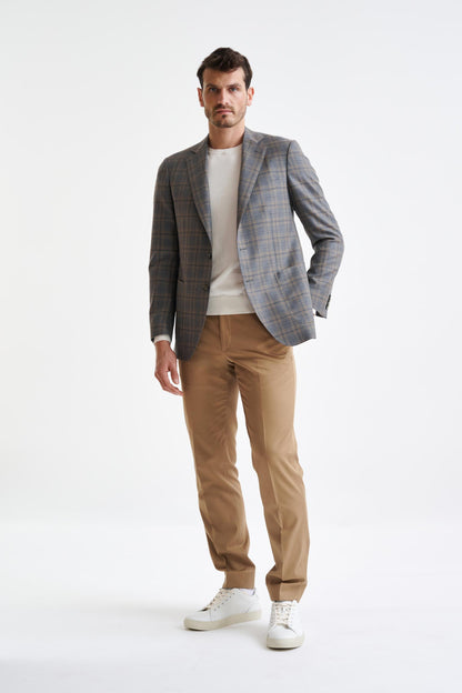 Check Grey Super 130's Wool Soho Jacket Mosaic - View Two