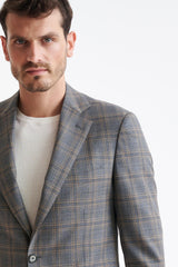 Check Grey Super 130's Wool Soho Jacket Mosaic - View Three