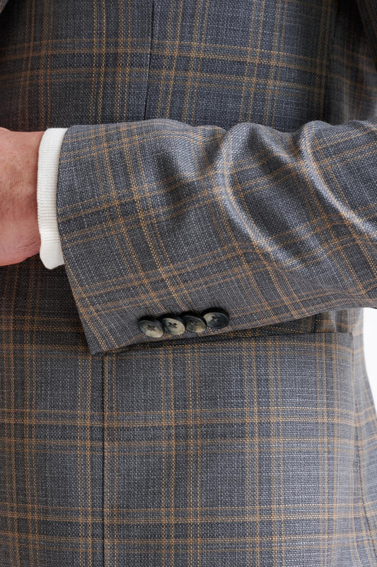 Check Grey Super 130's Wool Soho Jacket Mosaic - View Five