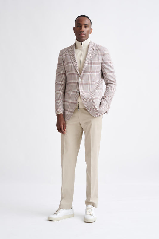 Brown Off White Linen & Wool Kenton Jacket Amalfi Trend - View Two