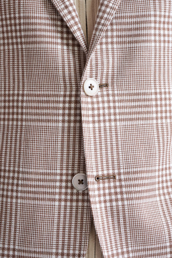 Brown Off White Linen & Wool Kenton Jacket Amalfi Trend - View Four
