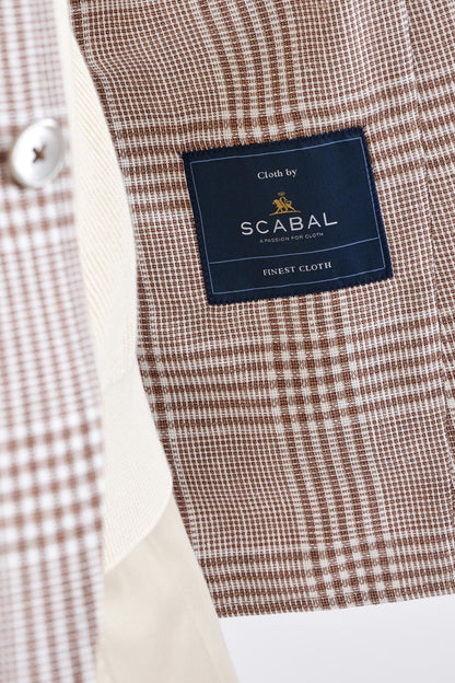 Brown Off White Linen & Wool Kenton Jacket Amalfi Trend - View Six