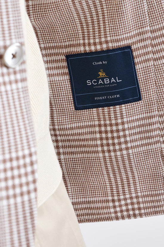 Brown Off White Linen & Wool Kenton Jacket Amalfi Trend - View Six