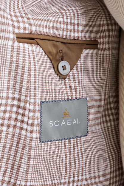 Brown Off White Linen & Wool Kenton Jacket Amalfi Trend - View Seven