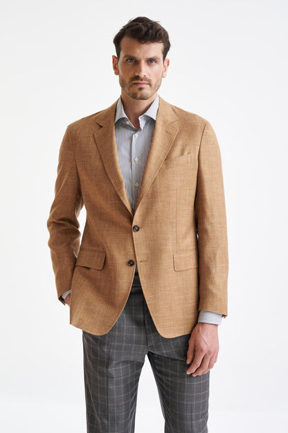 Camel Wool & Silk Kensington Jacket Amalfi Trend - View One