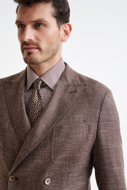 Brown Wool & Silk Kenton Jacket Amalfi Trend - View Three