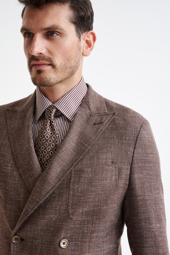 Brown Wool & Silk Kenton Jacket Amalfi Trend - View Three
