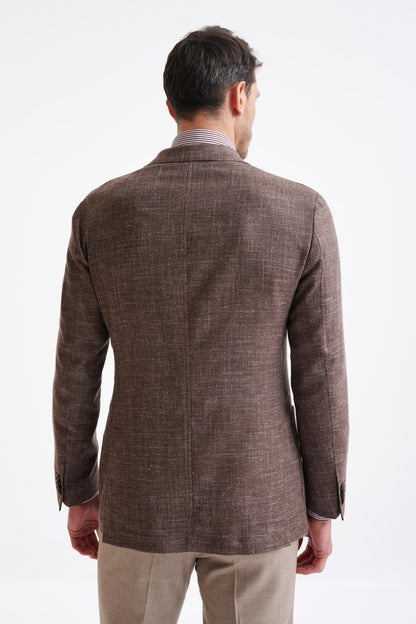Brown Wool & Silk Kenton Jacket Amalfi Trend - View Seven