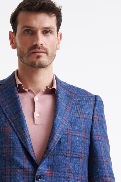 Dark Blue Wool & Silk Soho Jacket Amalfi Trend - View Three