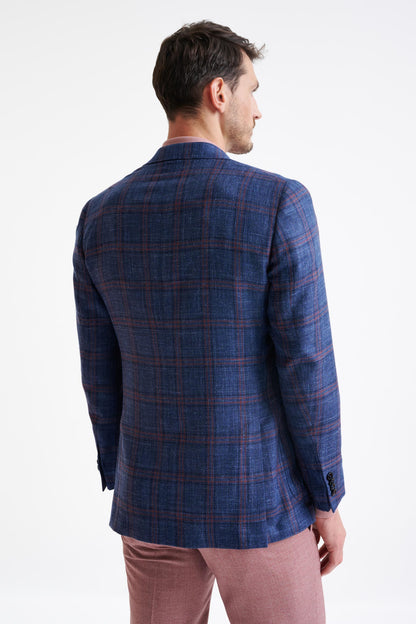 Dark Blue Wool & Silk Soho Jacket Amalfi Trend - View Eight