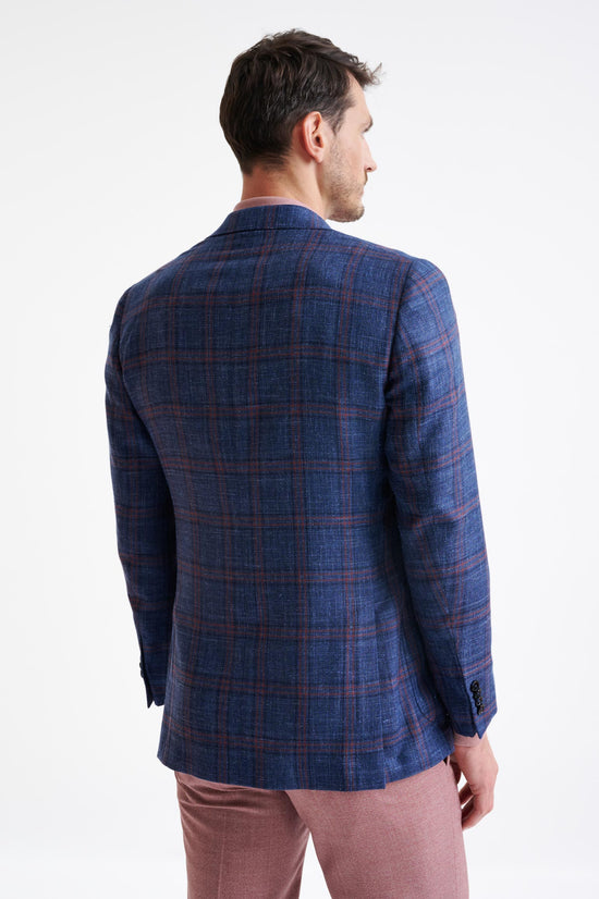 Dark Blue Wool & Silk Soho Jacket Amalfi Trend - View Eight