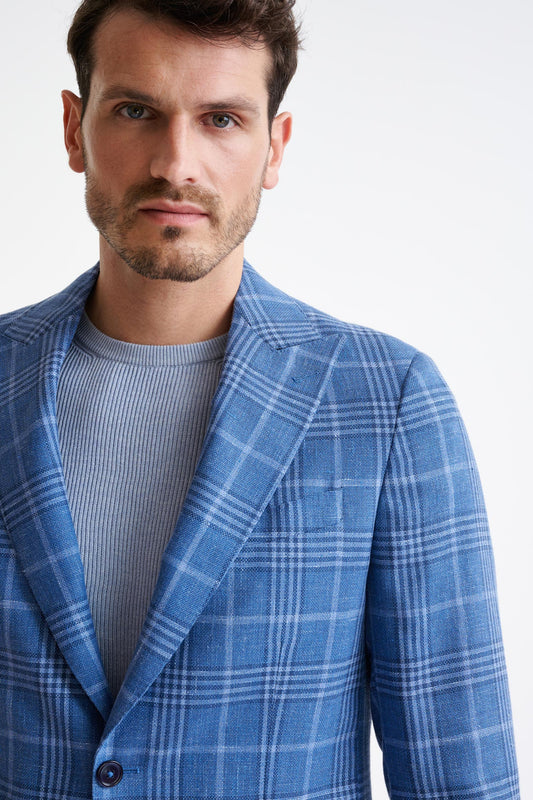 Blue Linen & Wool Soho Jacket Amalfi Trend - View Three