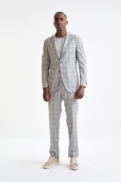 Grey White Check Wool Kenton Jacket Lifestyle - View Two