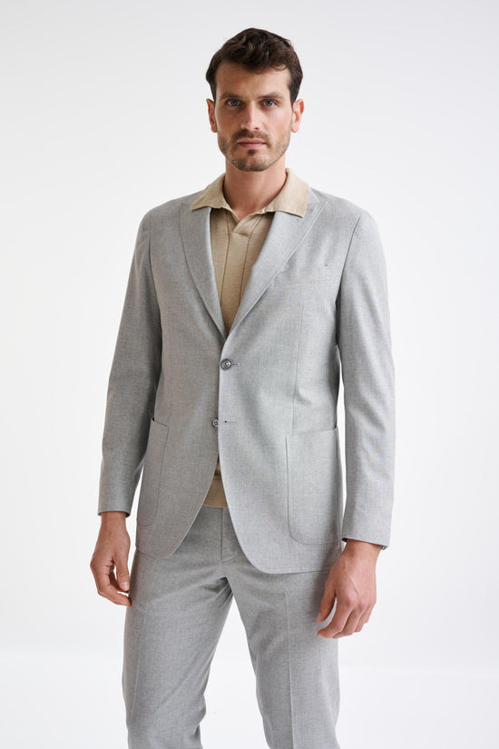 Light Grey Wool & Cotton Kenton Jacket Lifestyle - View One