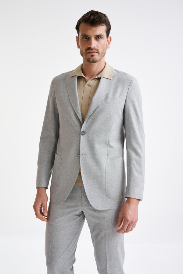 Light Grey Wool & Cotton Kenton Jacket Lifestyle