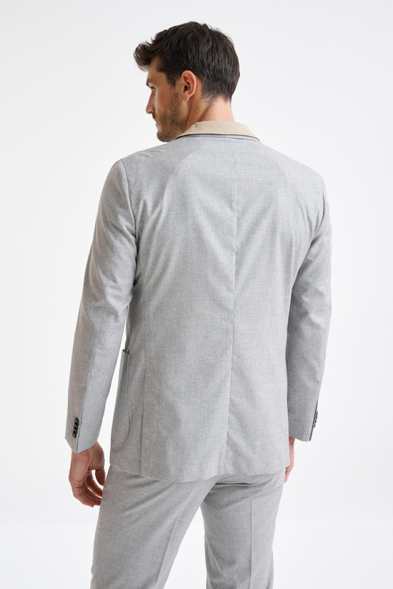 Light Grey Wool & Cotton Kenton Jacket Lifestyle - View Seven