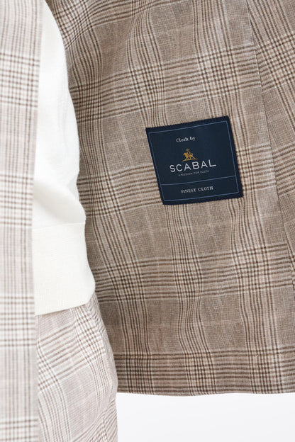 Brown Cream Check Wool Kenton Jacket Lifestyle - View Seven