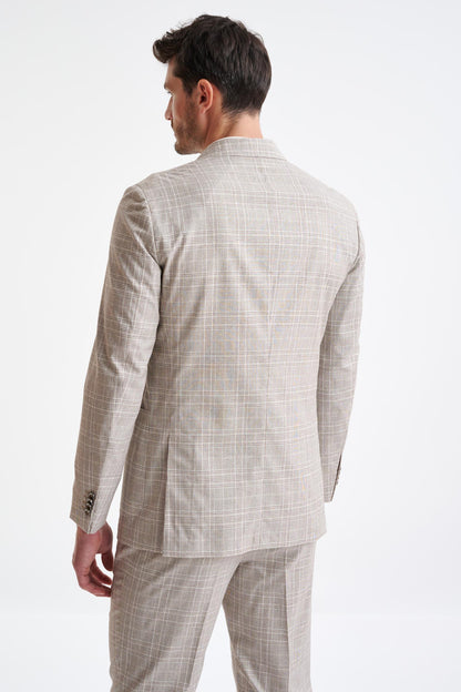 Brown Cream Check Wool Kenton Jacket Lifestyle - View Eight