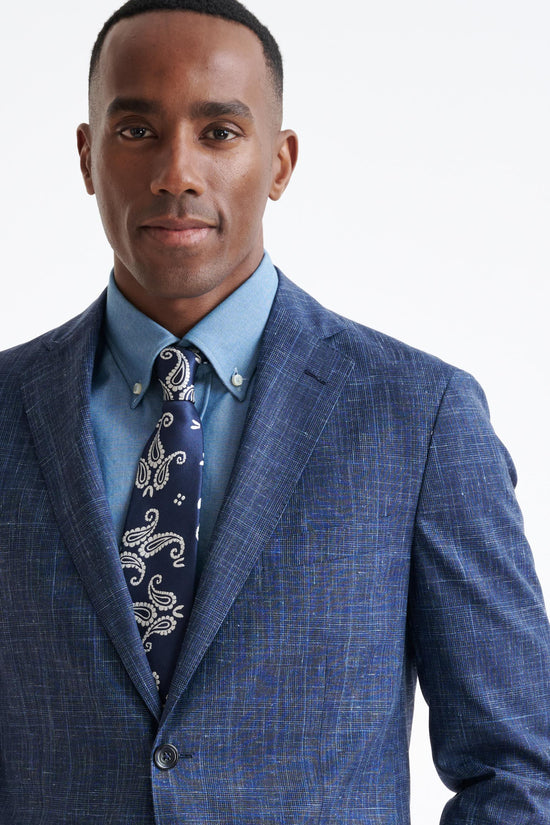 Dark Blue Wool Kenton Jacket Lifestyle - View Three