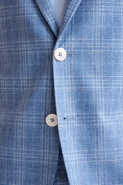 Mid Blue Wool & Cotton Kenton Jacket Lifestyle - View Four
