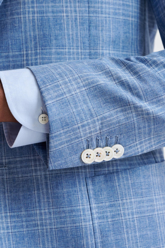 Mid Blue Wool & Cotton Kenton Jacket Lifestyle - View Five