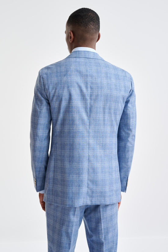 Mid Blue Wool & Cotton Kenton Jacket Lifestyle - View Eight