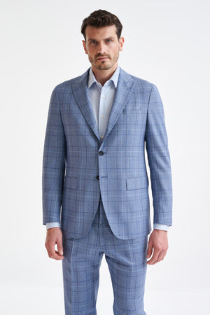 Mid Blue 100% Wool Kenton Jacket Lifestyle - View One