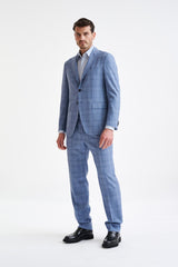 Mid Blue 100% Wool Kenton Jacket Lifestyle - View Two
