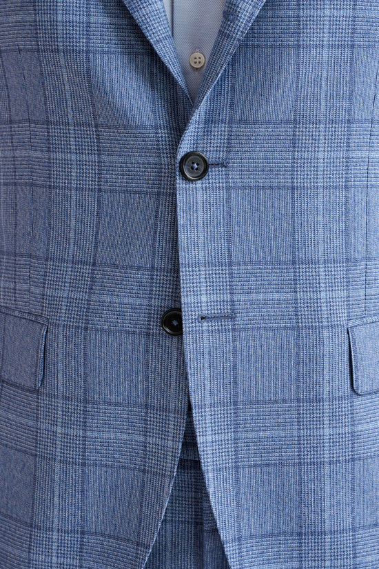 Mid Blue 100% Wool Kenton Jacket Lifestyle - View Three