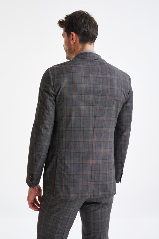 Grey Brown Check Wool Kenton Jacket Lifestyle - View Eight