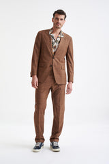 Brown Check Wool & Cotton Kenton Jacket Lifestyle - View Two