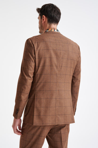 Brown Check Wool & Cotton Kenton Jacket Lifestyle - View Seven