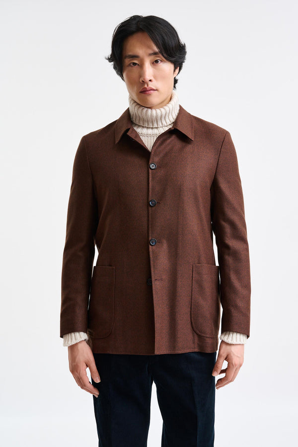 Braune Chelsea-Hemdjacke aus Wolle Harmony