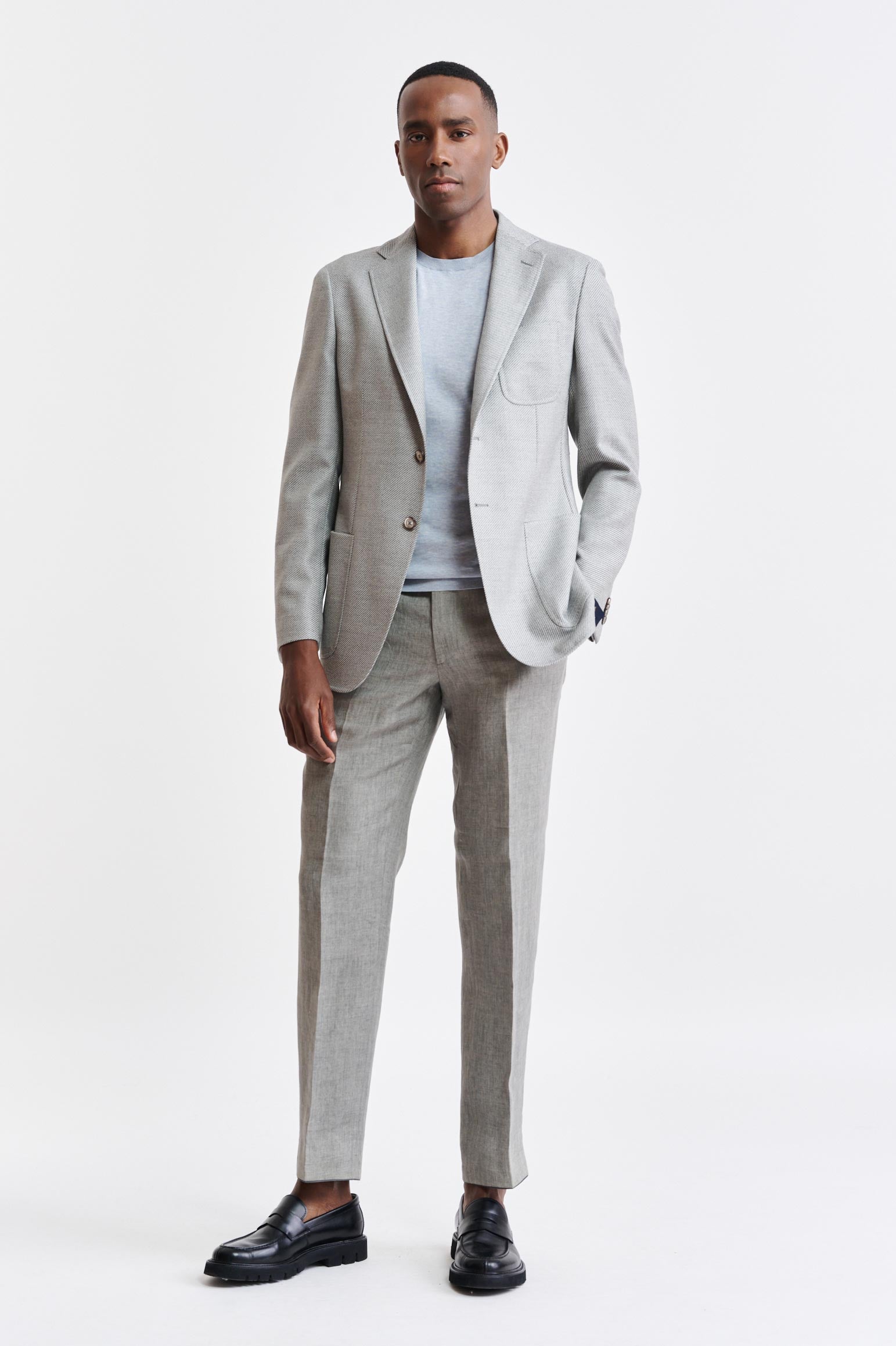 Light Grey 100% Wool Kenton Jacket Autumn Leaves Image 2