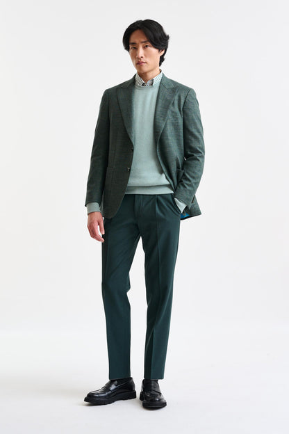 Medium Green Wool & Linen Super 100's Soho Jacket Trend - Image 2