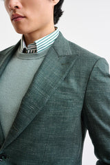 Medium Green Wool & Linen Super 100's Soho Jacket Trend - Image 4