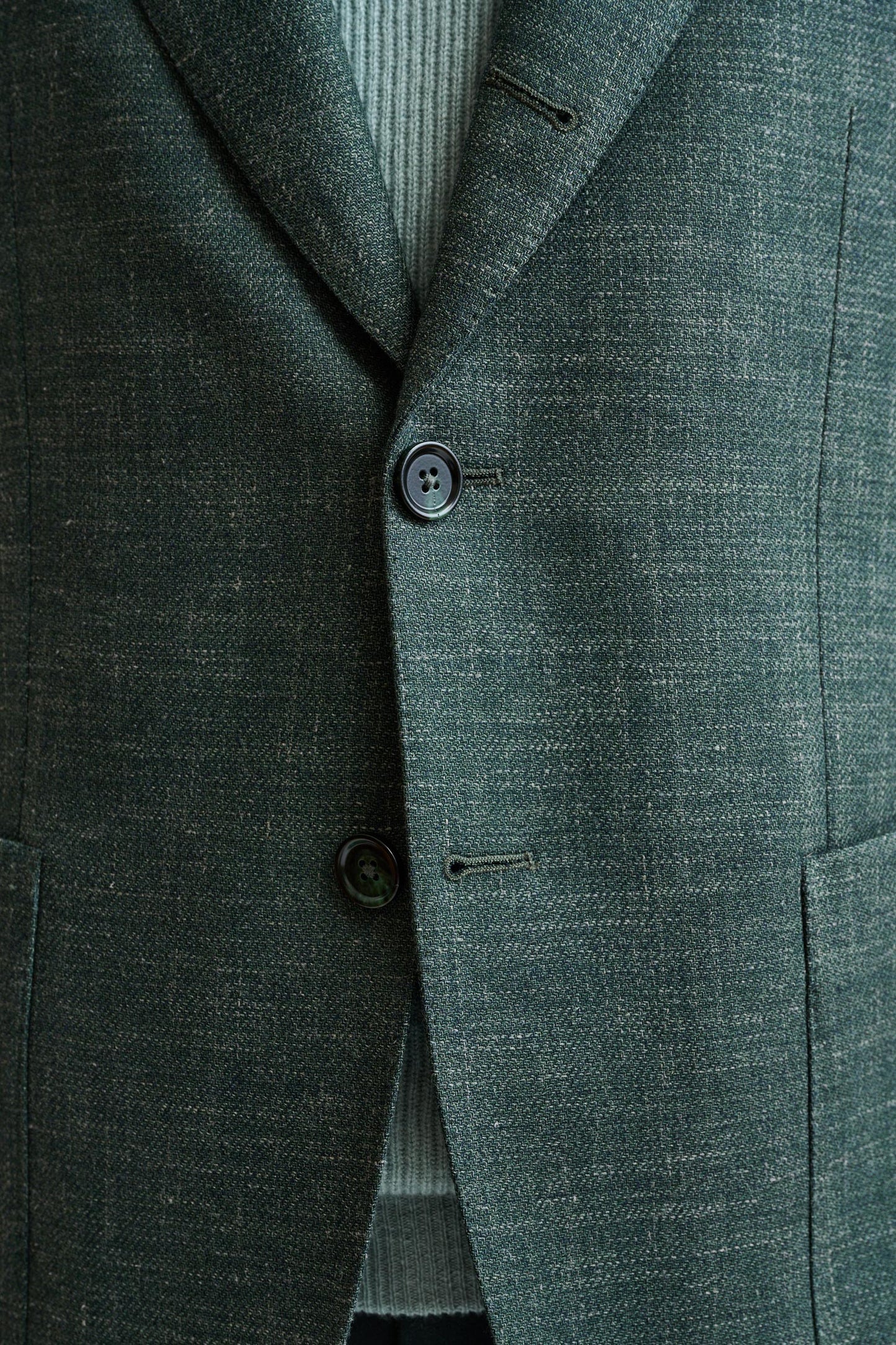 Medium Green Wool & Linen Super 100's Soho Jacket Trend - Image 6