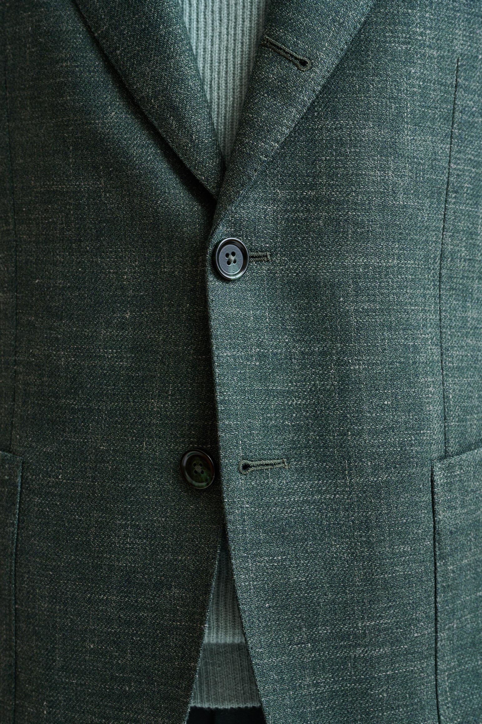 Medium Green Wool & Linen Super 100's Soho Jacket Trend - Image 6