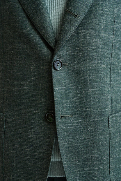 Medium Green Wool & Linen Super 100's Soho Jacket Trend - Image 6