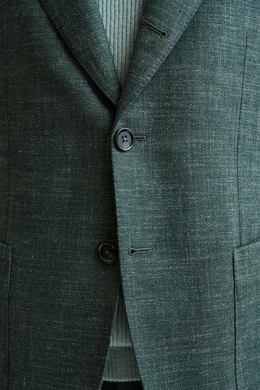 Medium Green Wool & Linen Super 100's Soho Jacket Trend - Image 6