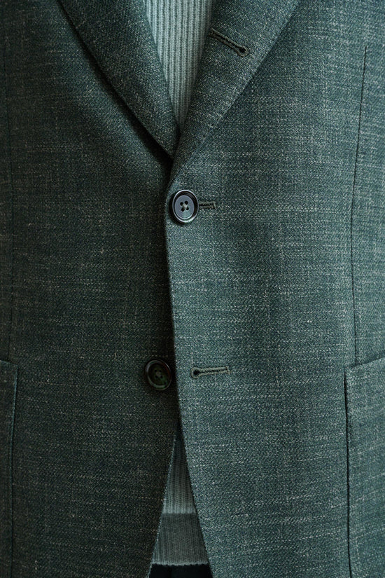Medium Green Wool & Linen Super 100's Soho Jacket Trend - Image 6